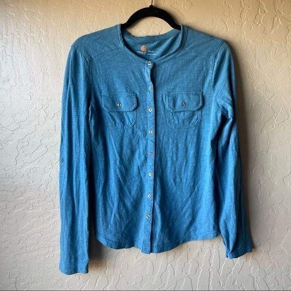 Carhartt Blue Button DoLong Sleeve Tee - Picture 2 of 7